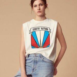 Sandro Surfin' Nation Graphic White Top